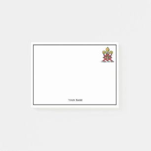 Preppy Gold Red Heraldic Crest Fleur de Lis Emblem Post-it® Notes