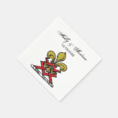 Preppy Gold Red Heraldic Crest Fleur de Lis Emblem Servet (Hoek)