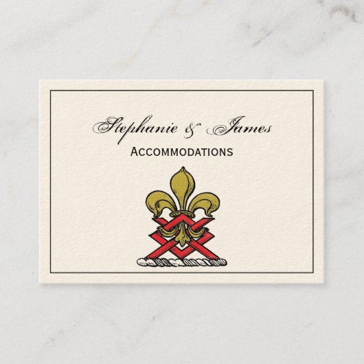 Preppy Gold Red Heraldic Crest Fleur de Lis Emblem Visitekaartje (Voorkant)