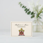 Preppy Gold Red Heraldic Crest Fleur de Lis Emblem Visitekaartje (Staand voorkant)