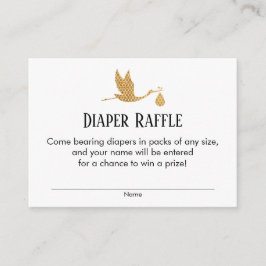 Preppy Gold Stork Luier Raffle Ticket Insert Kaart