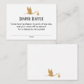 Preppy Gold Stork Luier Raffle Ticket Insert Kaart (Voorkant / Achterkant)