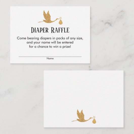 Preppy Gold Stork Luier Raffle Ticket Insert Kaart (Voorkant / Achterkant)