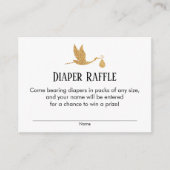 Preppy Gold Stork Luier Raffle Ticket Insert Kaart (Voorkant)