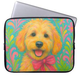 Preppy Golden Doodle Laptop Sleeve