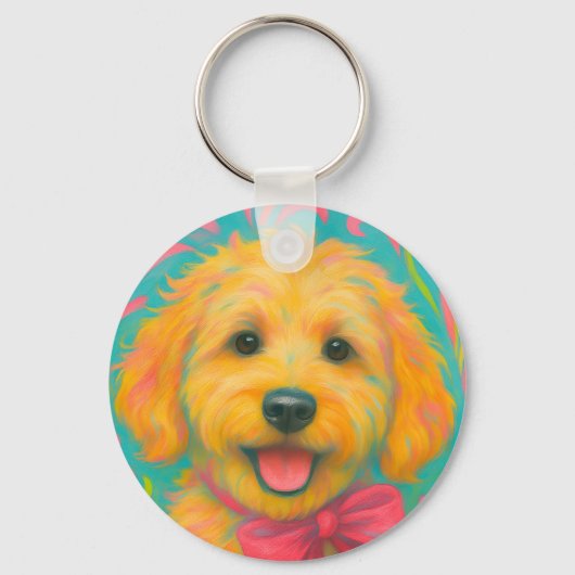 Preppy Golden Doodle Sleutelhanger (Voorkant)