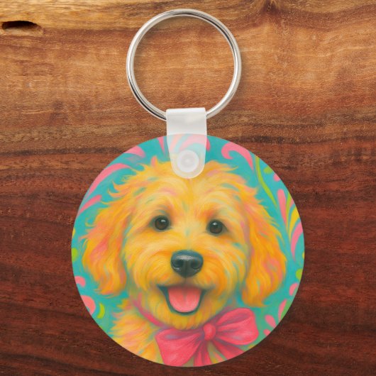 Preppy Golden Doodle Sleutelhanger (Achterkant)