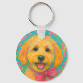 Preppy Golden Doodle Sleutelhanger (Achterkant)