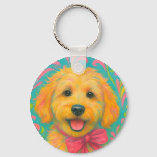 Preppy Golden Doodle Sleutelhanger (Achterkant)
