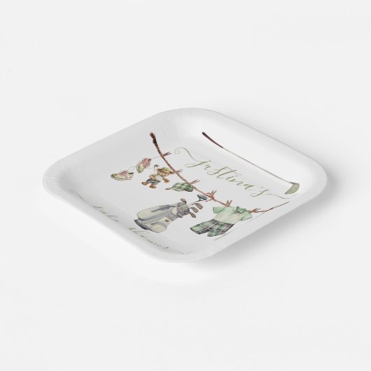 Preppy Golf Baby shower waslijn Papieren Bordje (Gebogen)