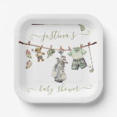 Preppy Golf Baby shower waslijn Papieren Bordje (Voorkant)