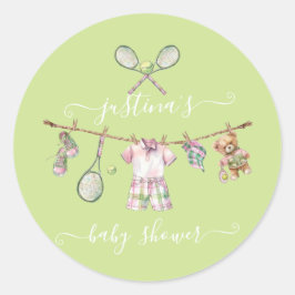 Preppy Golf Baby shower waslijn Ronde Sticker