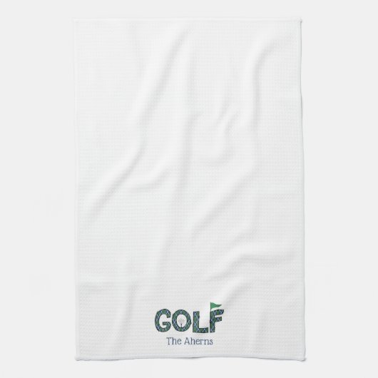 Preppy Golf Blauw Groen Argyle Custom Theedoek (Verticaal)