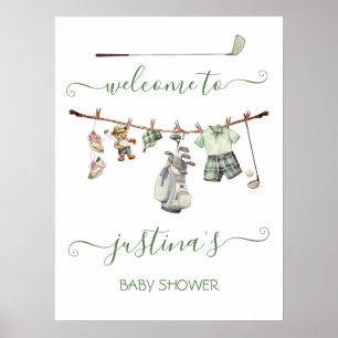 Preppy Golf Boy Baby shower Welkomstbord Poster