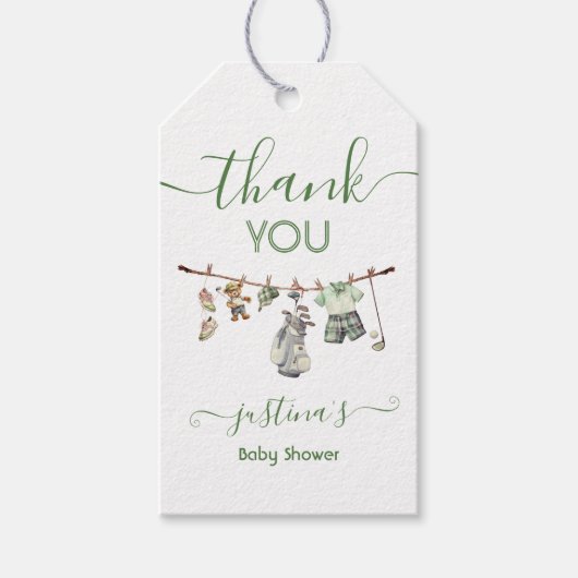 Preppy Golf Boy waslijn Cadeaulabel (Voorkant)