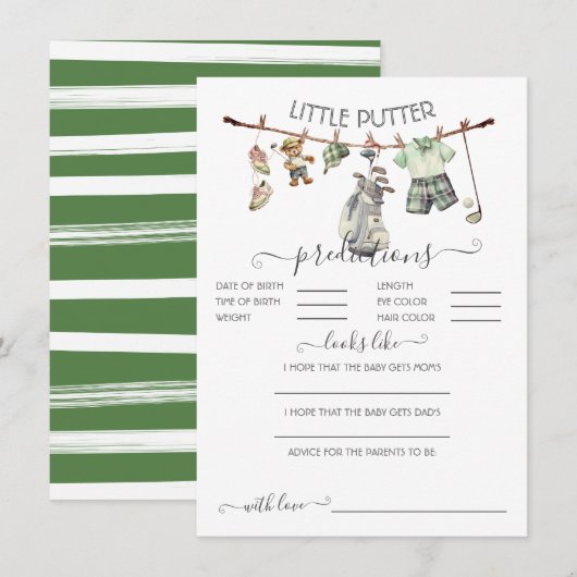 Preppy Golf Clothesline Baby voorspellingen spel Kaart (Voorkant / Achterkant)