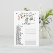 Preppy Golf Clothesline Baby Word Scramble Kaart (Staand voorkant)