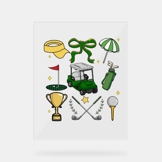 Preppy Golf Coquette Acryl Bord (Voorkant)