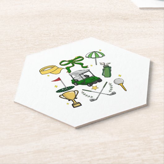 Preppy Golf Coquette Kartonnen Onderzetters (Schuin)