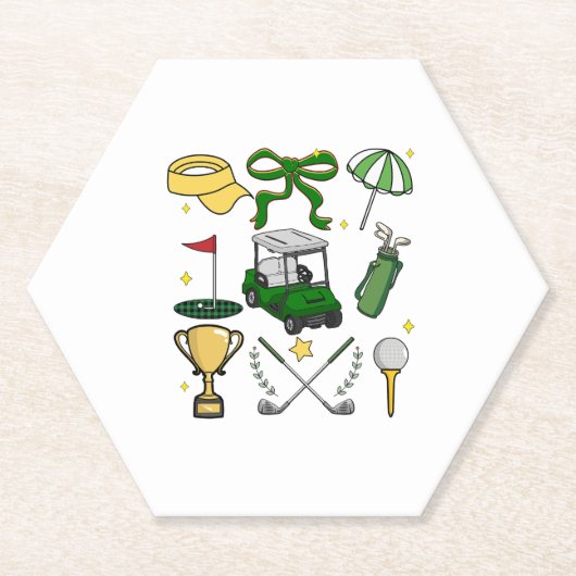 Preppy Golf Coquette Kartonnen Onderzetters (Voorkant)