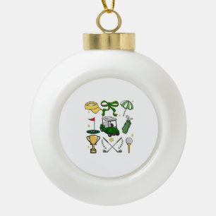 Preppy Golf Coquette Keramische Bal Ornament