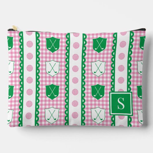Preppy Golf Crest Gingham - Roze & Groen Etui (Voorkant)