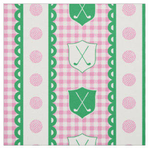 Preppy Golf Crest Gingham - Roze & Groen Stof