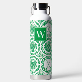 Preppy Golf Damask – Ballen & Clubs - Groen & Wit Waterfles