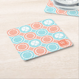 Preppy Golf Damask - Ballen & Clubs Koraal Turquoi Kartonnen Onderzetters