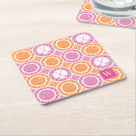 Preppy Golf Damask - Ballen & Clubs - Oranje & Roz Kartonnen Onderzetters