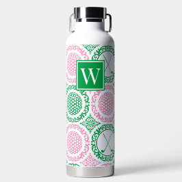 Preppy Golf Damask – Ballen & Clubs - Roze & Groen Waterfles