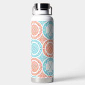 Preppy Golf Damask – Balls & Clubs - Coral & Turq Waterfles (Achterkant)