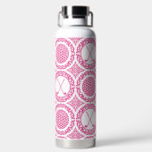 Preppy Golf Damask – Balls & Clubs in Hot Pink Waterfles (Achterkant)