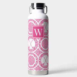 Preppy Golf Damask – Balls & Clubs in Hot Pink Waterfles