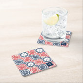 Preppy Golf Damask - Balls & Clubs in Navy & Red Kartonnen Onderzetters (Insitu)