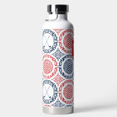 Preppy Golf Damask – Balls & Clubs - Red & Navy Waterfles (Rechts)