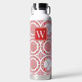 Preppy Golf Damask – Balls & Clubs - Red & White Waterfles