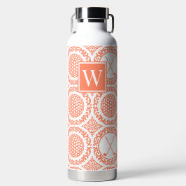 Preppy Golf Damast – Ballen & Clubs - Koraal & Wit Waterfles
