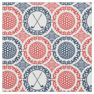 Preppy Golf Damast - Rood & Marineblauw Stof
