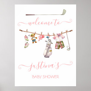 Preppy Golf Girl Baby shower Welkomstbord Poster