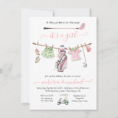 Preppy Golf Girl Girly Baby shower Kaart (Voorkant)