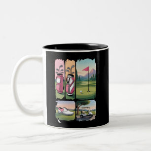 Preppy Golf Grappige Golf Liefhebber Seizoen Toern Tweekleurige Koffiemok