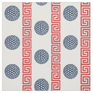 Preppy Golf Griekse Sleutel Streep - Rood & Marine Stof