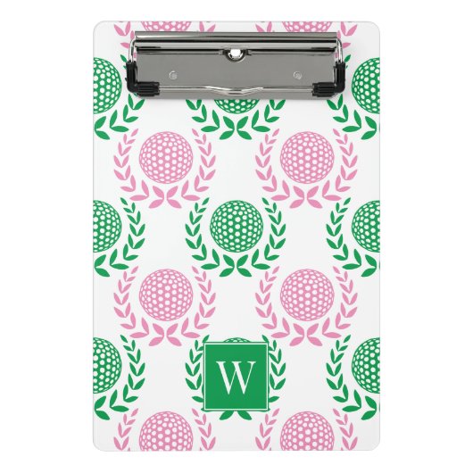 Preppy Golf Laurel Wreath - Roze & Groen Mini Klembord (Voorkant)