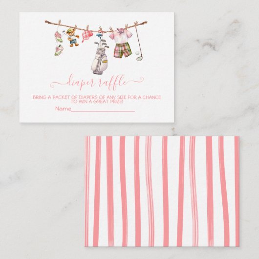 Preppy Golf Meisje waslijn Luier Raffle kaart (Voorkant / Achterkant)