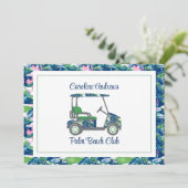 Preppy Golf Palm Beach Golf Cart Bedankkaart (Staand voorkant)