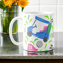 Preppy Golf Patroon  | Golfkar Tee Bal Koffie Koffiemok