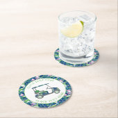 Preppy Golf Print Golf Cart Ronde Kartonnen Onderzetter (Insitu)