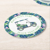 Preppy Golf Print Golf Cart Ronde Kartonnen Onderzetter (Gebogen)