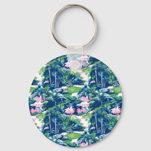 Preppy Golf Print Golf Cart Sleutelhanger (Achterkant)
